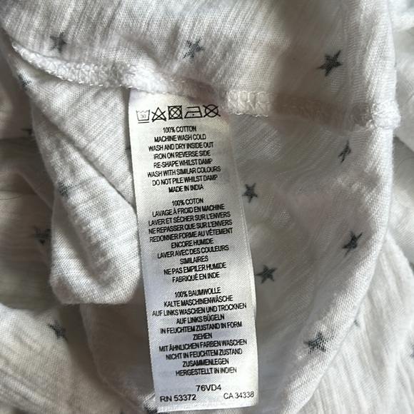 French Connection White Star Pattern Relaxed Fit Slub T-Shirt XS - Picture 7 of 7